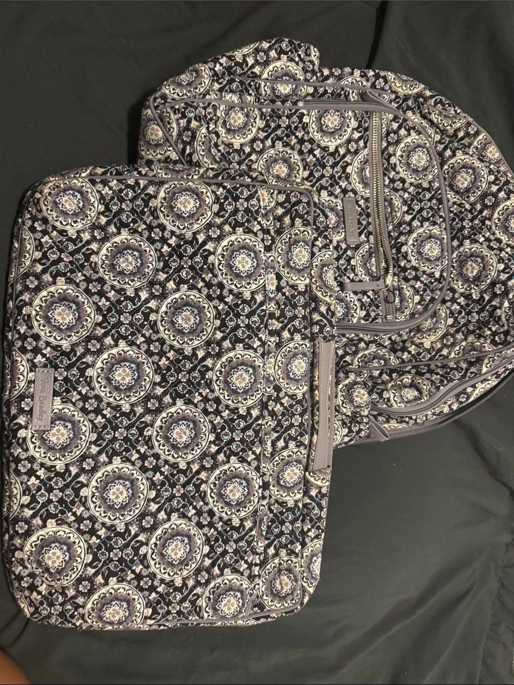 Quilted Patterned Backpack - Purple Floral Medallion